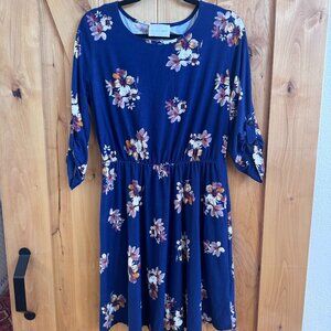 Blue floral French Grey dress, size L